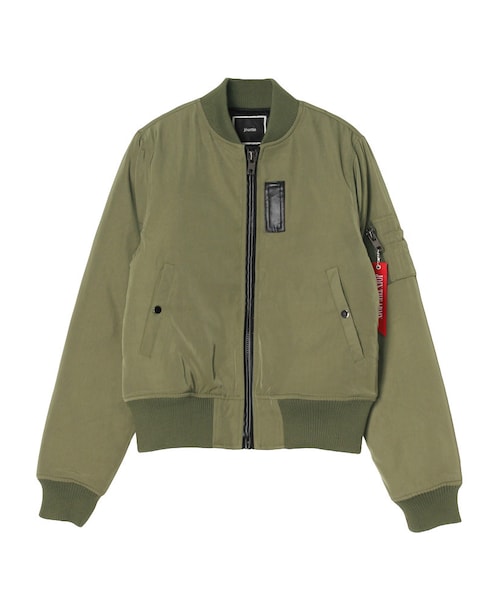 jouetie（ジュエティ）の「合皮パイピングＭＡ－１（ジャケット/アウター・レディース・ブラック/カーキ・M）」の2枚目の写真