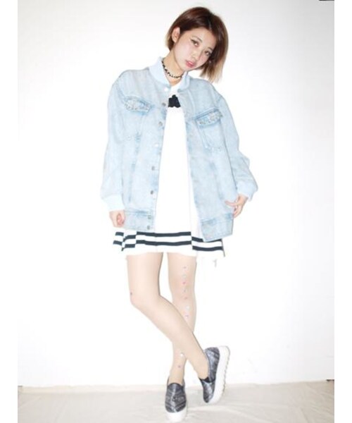 jouetie（ジュエティ）の「【CASUAL】Gブルゾン（ジャケット/アウター・レディース・オフホワイト/ベビーピンク/アイスブルー・M）」の6枚目の写真