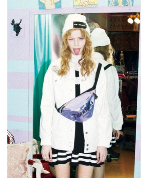 jouetie（ジュエティ）の「【CASUAL】Gブルゾン（ジャケット/アウター・レディース・オフホワイト/ベビーピンク/アイスブルー・M）」の4枚目の写真