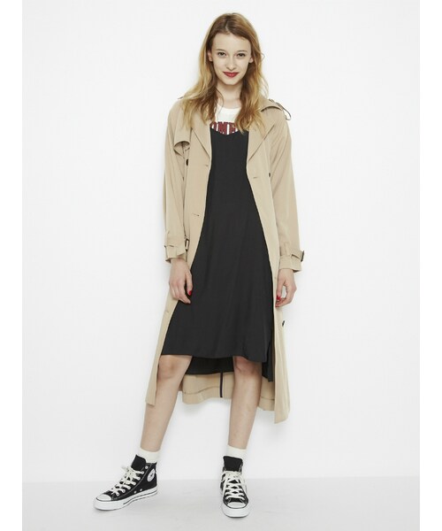 jouetie（ジュエティ）の「ラグランロングトレンチ（ジャケット/アウター・レディース・ブラック/ベージュ/カーキ）」の6枚目の写真
