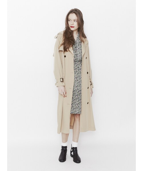 jouetie（ジュエティ）の「ラグランロングトレンチ（ジャケット/アウター・レディース・ブラック/ベージュ/カーキ）」の4枚目の写真