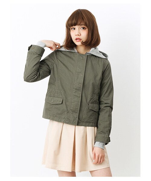 earth music&ecology(アースミュージックアンドエコロジー)の「<サイズコンシェルジュ>3Wayミリタリーブルゾン(ブルゾン ・レディース・カーキ/ネイビー・L)」の1枚目の写真