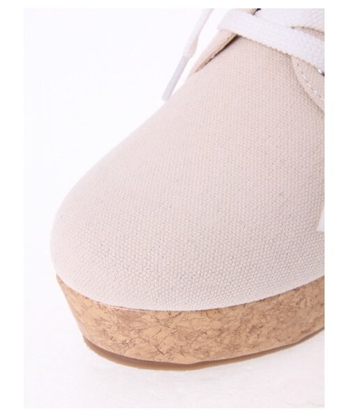 earth music&ecology(アースミュージックアンドエコロジー)の「<サイズコンシェルジュ>レースアップ厚底キャンバスシューズ(パンプス・レディース・アイボリー/ブラック/ライトイエロー・25cm)」の7枚目の写真