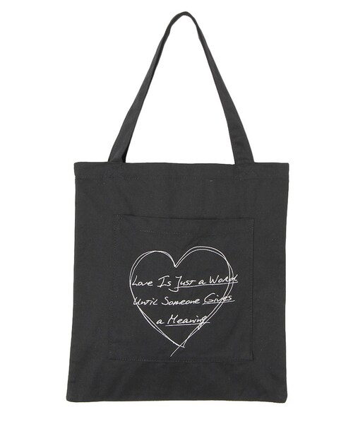 jouetie（ジュエティ）の「ハート刺繍エコBAG（バッグ・レディース・オフホワイト/ブラック・F）」の2枚目の写真