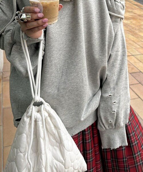 w closet（ダブルクローゼット）の「【Alley】ハートキルト巾着バック（バッグ・レディース・オフホワイト/ブラック/ピンク/シルバー・FREE）」の12枚目の写真