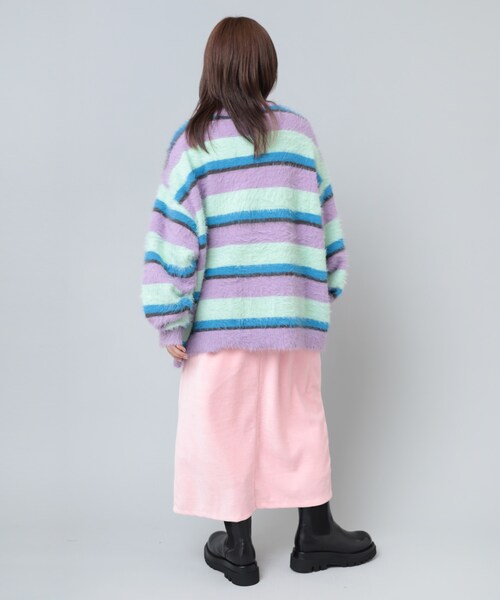 RNA（アールエヌエー）の「早トク10倍【11月下旬納期】K2660 シャギーボーダールーズカーディガン（トップス・レディース・レッド/ラベンダー）」の19枚目の写真