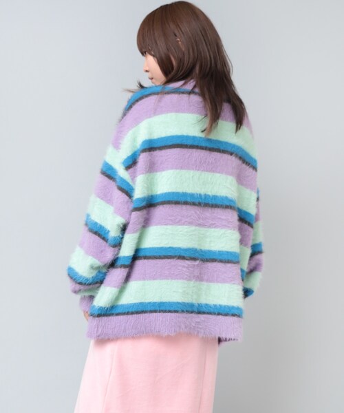 RNA（アールエヌエー）の「早トク10倍【11月下旬納期】K2660 シャギーボーダールーズカーディガン（トップス・レディース・レッド/ラベンダー）」の16枚目の写真