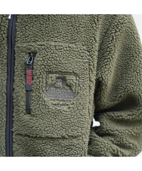 BEN DAVIS（ベンデイビス）の「BEN DAVIS【BOA JACKET HOODIE】ボアジャケットフーディー（その他・メンズ・OLIVE/OFF WHITE・M/L/XL）」の5枚目の写真