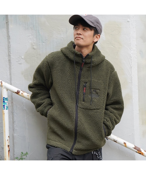 BEN DAVIS（ベンデイビス）の「BEN DAVIS【BOA JACKET HOODIE】ボアジャケットフーディー（その他・メンズ・OLIVE/OFF WHITE・M/L/XL）」の4枚目の写真