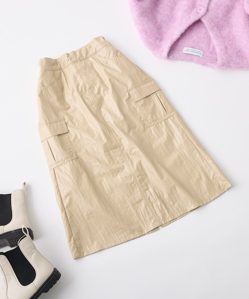 CIAOPANIC TYPY(チャオパニックティピー)の「【KIDS】シャイニーカーゴスカート(スカート・キッズ・ベージュ/シルバー・S/M/L/XL/XXL)」の1枚目の写真