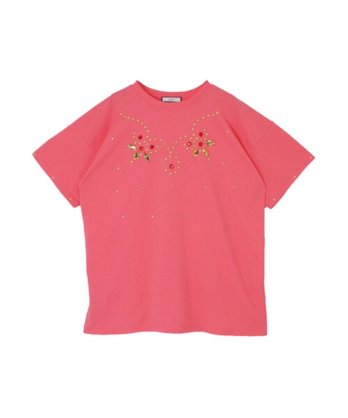 jouetie（ジュエティ）の「【CASUAL】カラービジューT（トップス・レディース・オフホワイト/ピンク/ラベンダー・M）」の3枚目の写真