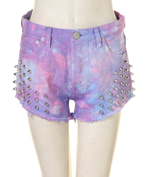 jouetie（ジュエティ）の「【CASUAL】スタッズショートパンツ（パンツ・レディース・オフホワイト/ブラック/ベビーピンク/ブルー/アイスブルー/ライトミックス/ミックス・24/25/26/27）」の7枚目の写真