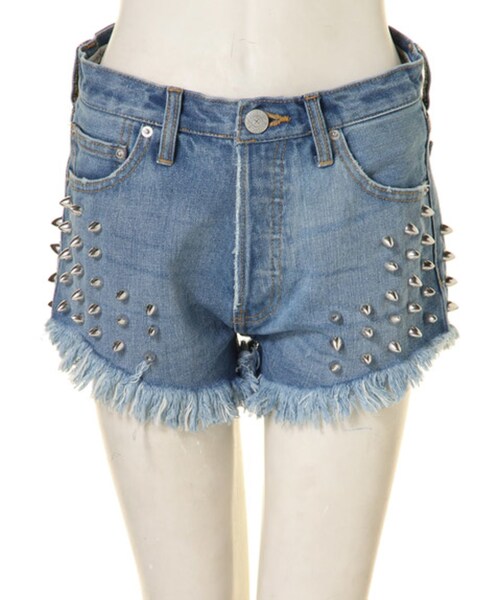 jouetie（ジュエティ）の「【CASUAL】スタッズショートパンツ（パンツ・レディース・オフホワイト/ブラック/ベビーピンク/ブルー/アイスブルー/ライトミックス/ミックス・24/25/26/27）」の4枚目の写真