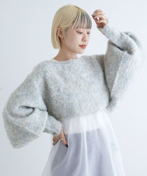 w closet(ダブルクローゼット)の「ブークレ起毛両A面ボレロ(トップス・レディース・アイボリー/グレー/オフ/ブルー/ベージュピンク・FREE)」の20枚目の写真