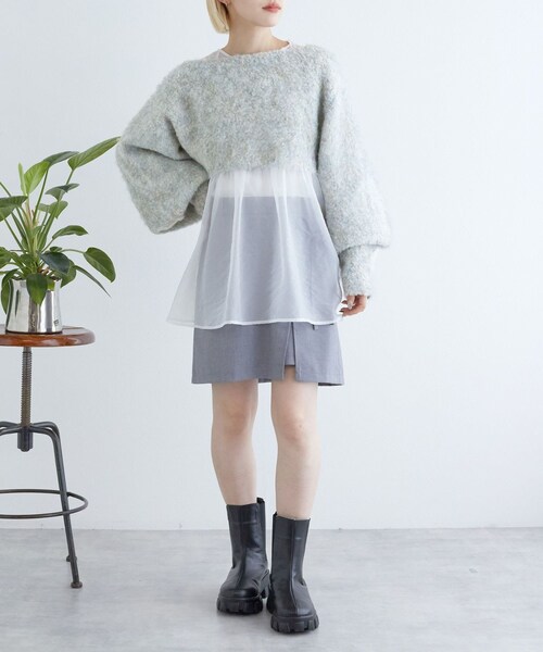 w closet(ダブルクローゼット)の「ブークレ起毛両A面ボレロ(トップス・レディース・アイボリー/グレー/オフ/ブルー/ベージュピンク・FREE)」の17枚目の写真