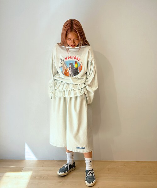 ワンピース HOLIDAY SUPER FINE L/S MINIDRESS HOLIDAY（ホリデイ）の「SUPER FINE RUFFLE MINI DRESS（ZOO