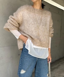 DouDou | 袖/裾切替シアーTEE(Tシャツ/カットソー)