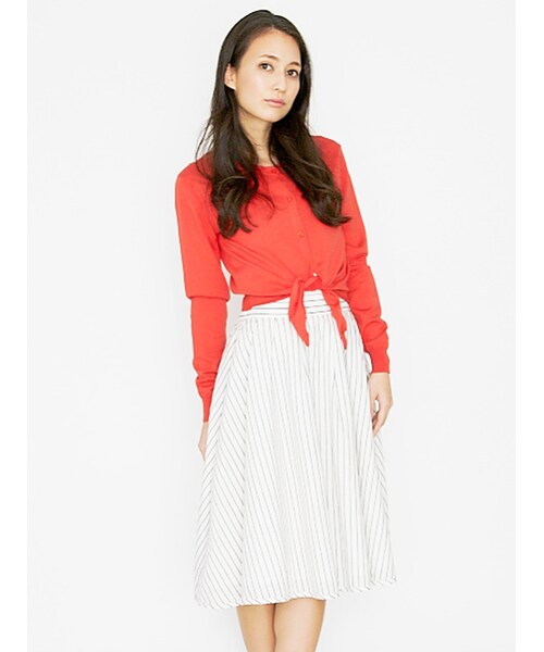 MERCURYDUO（マーキュリーデュオ）の「【DUO】 2way ニットカーデ（トップス・レディース・オフホワイト/ライトグレー/オレンジ/ネイビー/ラベンダー・F）」の11枚目の写真