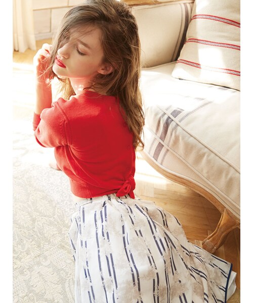 MERCURYDUO（マーキュリーデュオ）の「【DUO】 2way ニットカーデ（トップス・レディース・オフホワイト/ライトグレー/オレンジ/ネイビー/ラベンダー・F）」の7枚目の写真