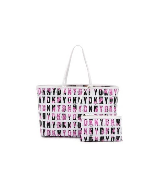 DKNY（ディーケーエヌワイ）の「DKNY Logo Print Shopper（トートバッグ・レディース・Pink/Black・One Size）」の2枚目の写真