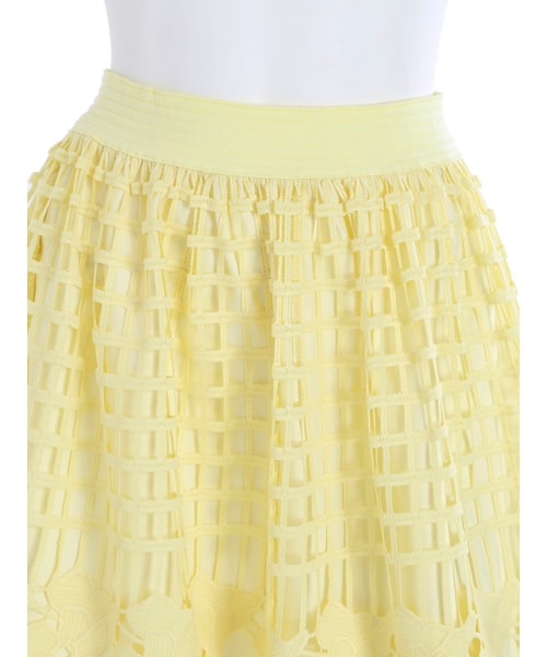 MERCURYDUO（マーキュリーデュオ）の「【DUO】 格子レースギャザースカート（スカート・レディース・オフホワイト/ライトイエロー/ネイビー/ラベンダー・F）」の12枚目の写真