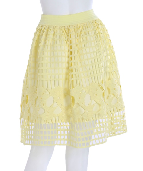 MERCURYDUO（マーキュリーデュオ）の「【DUO】 格子レースギャザースカート（スカート・レディース・オフホワイト/ライトイエロー/ネイビー/ラベンダー・F）」の11枚目の写真