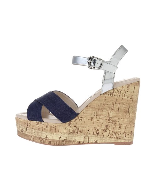 MERCURYDUO（マーキュリーデュオ）の「【GDS】 ミックスメタリックウェッジサンダル（シューズ・レディース・オフホワイト/インディゴ/ミックス/シルバー・36/38）」の2枚目の写真