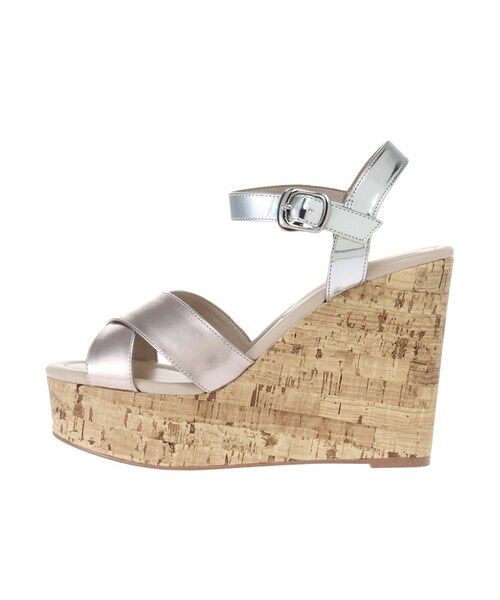 MERCURYDUO（マーキュリーデュオ）の「【GDS】 ミックスメタリックウェッジサンダル（シューズ・レディース・オフホワイト/インディゴ/ミックス/シルバー・36/38）」の4枚目の写真