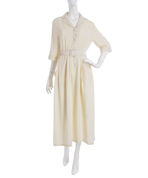 merry jenny（メリージェニー）の「【vivi4月号八木アリサさん着用】ジョーゼットマキシシャツワンピ（ワンピース/ドレス・レディース・アイボリー/ピンク/ブルー/ネイビー・F）」の7枚目の写真