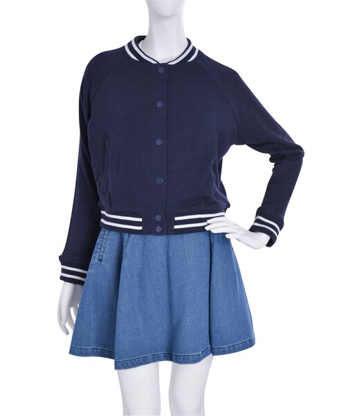 merry jenny（メリージェニー）の「スウェットスタジャン（ジャケット/アウター・レディース・ライトグレー/ピンク/ネイビー）」の6枚目の写真