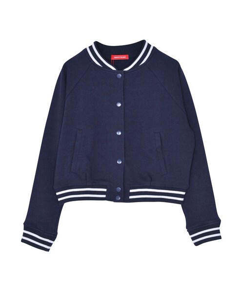 merry jenny（メリージェニー）の「スウェットスタジャン（ジャケット/アウター・レディース・ライトグレー/ピンク/ネイビー）」の3枚目の写真