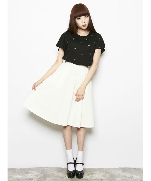 merry jenny（メリージェニー）の「ポケットMフレアスカート（スカート・レディース・オフホワイト/インディゴ・S/M）」の4枚目の写真