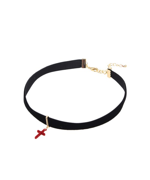 merry jenny（メリージェニー）の「【goods】クロスベロアチョーカー（アクセサリー・レディース・ブラック/レッド・F）」の4枚目の写真