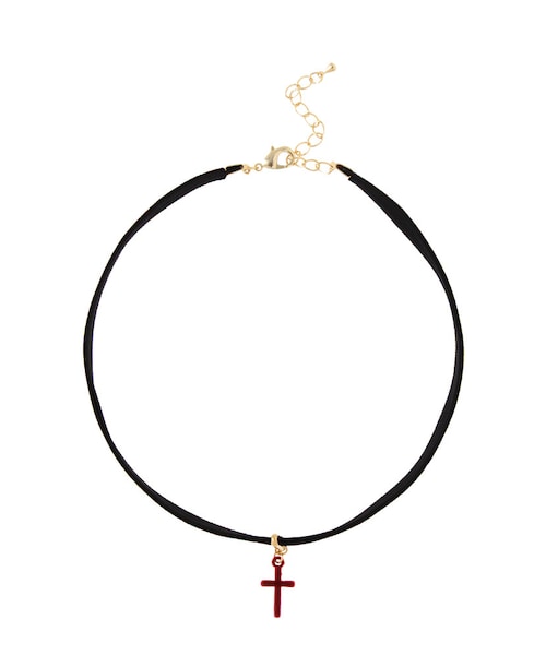 merry jenny（メリージェニー）の「【goods】クロスベロアチョーカー（アクセサリー・レディース・ブラック/レッド・F）」の2枚目の写真