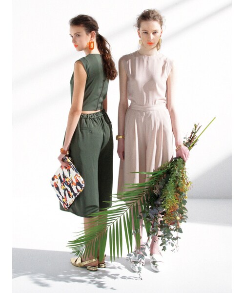 MURUA（ムルーア）の「【MODE】ガウチョロンパース（オールインワン・サロペット・レディース・ブラック/ベージュ/カーキ・1）」の4枚目の写真