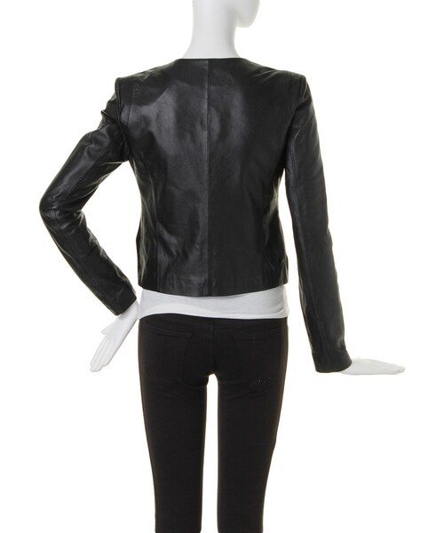 MURUA（ムルーア）の「【BASIC】ノーカラーレザージャケット（ジャケット/アウター・レディース・グレー/ブラック・S/M）」の5枚目の写真