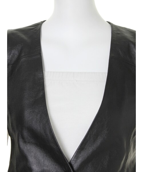 MURUA（ムルーア）の「【BASIC】ノーカラーレザージャケット（ジャケット/アウター・レディース・グレー/ブラック・S/M）」の6枚目の写真