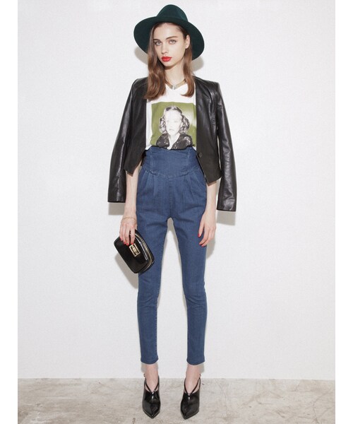 MURUA（ムルーア）の「【BASIC】ノーカラーレザージャケット（ジャケット/アウター・レディース・グレー/ブラック・S/M）」の3枚目の写真