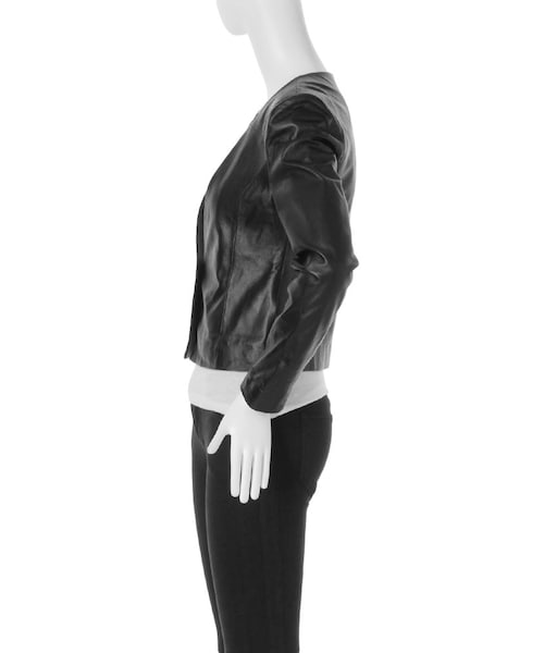 MURUA（ムルーア）の「【BASIC】ノーカラーレザージャケット（ジャケット/アウター・レディース・グレー/ブラック・S/M）」の4枚目の写真