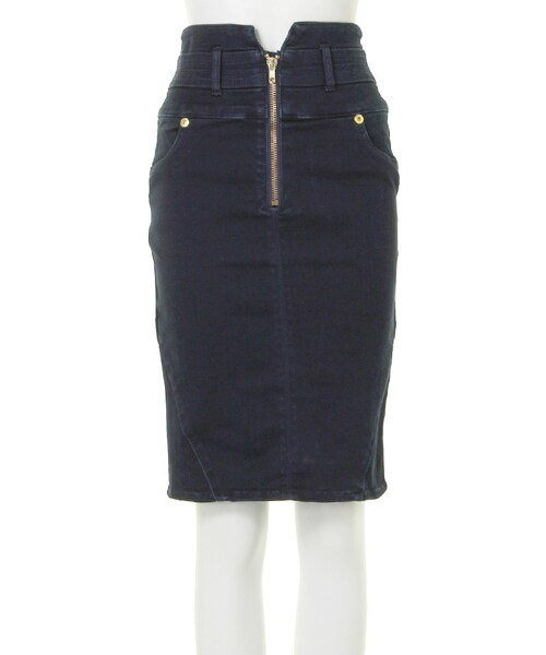 MURUA(ムルーア)の「【CASUAL】ZIP切替タイトスカート(スカート・レディース・ブルー/インディゴ・1/2)」の2枚目の写真