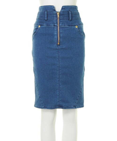 MURUA(ムルーア)の「【CASUAL】ZIP切替タイトスカート(スカート・レディース・ブルー/インディゴ・1/2)」の1枚目の写真