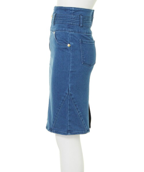 MURUA(ムルーア)の「【CASUAL】ZIP切替タイトスカート(スカート・レディース・ブルー/インディゴ・1/2)」の4枚目の写真