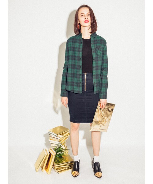 MURUA(ムルーア)の「【CASUAL】ZIP切替タイトスカート(スカート・レディース・ブルー/インディゴ・1/2)」の3枚目の写真