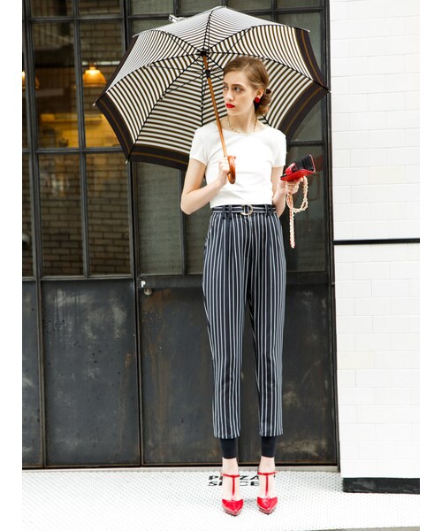 MURUA（ムルーア）の「【BASIC】ベルト付H/Wテーパードパンツ（パンツ・レディース・ブラック/グリーン/ミックス・S/M）」の4枚目の写真