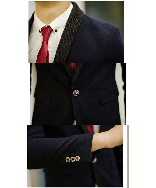 STORES.jp(ストアーズドットジェーピー)の「カジュアルスーツジャケット★オンオフ対応★2色★切替デザイン★【送料無料】(スタジャン・メンズ・その他)」の4枚目の写真