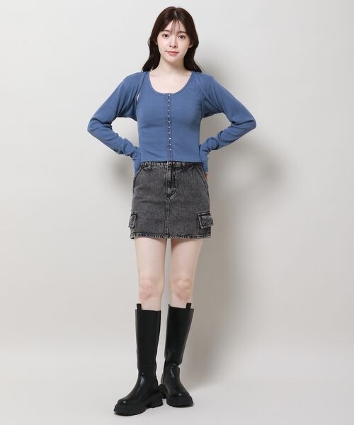 ALAND(エーランド)の「3.3 Field Trip/デニムカーゴミニスカート(スカート・レディース・ブラック(19)/カーキ(78)・M/L)」の3枚目の写真