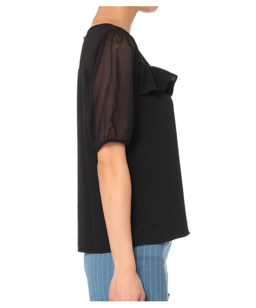 TITTY&CO.(ティティーアンドコー)の「フリルシアーTOPS(トップス・レディース・オフホワイト/ベージュ/ブラック・オフホワイト F/ベージュ F/ブラック F)」の6枚目の写真