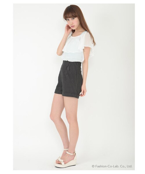 TITTY&CO.（ティティーアンドコー）の「ハイウエストツイルショーパン（パンツ・レディース・オフホワイト/ブラック/ブルー・オフホワイト S/オフホワイト M/ブラック S/ブラック M/ブルー S/ブルー M）」の10枚目の写真