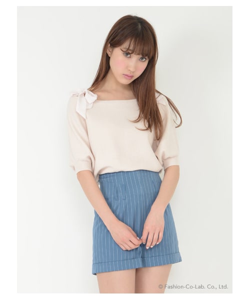 TITTY&CO.（ティティーアンドコー）の「ハイウエストツイルショーパン（パンツ・レディース・オフホワイト/ブラック/ブルー・オフホワイト S/オフホワイト M/ブラック S/ブラック M/ブルー S/ブルー M）」の3枚目の写真