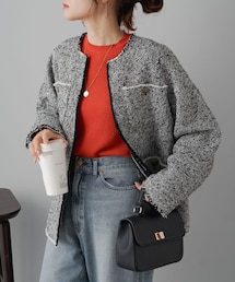 PUAL CE CIN（ピュアルセシン）の「ウール混ツイードジャケット（ノー